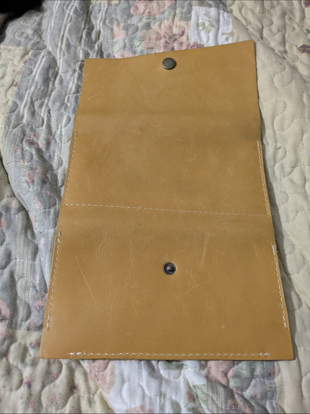 Yellow Leather Snap Wallet Clutch